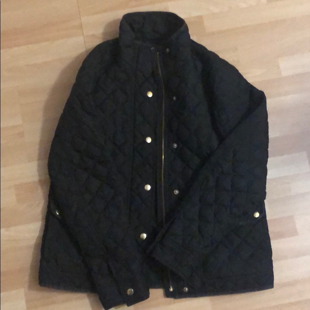 J. Crew black quilted jacket in a size small.